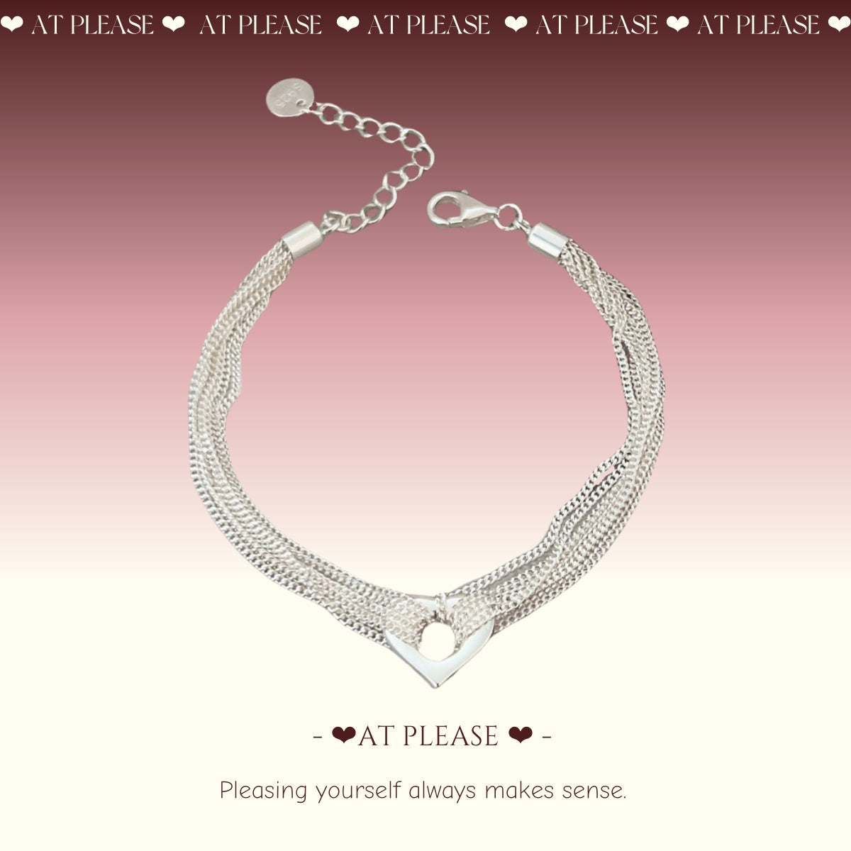 S925 Silver Layered Heart Bracelet – INS Minimalist Style