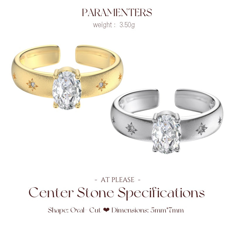 925 Sterling Silber Zirkon Ring – Matte Star Accent Bestseller