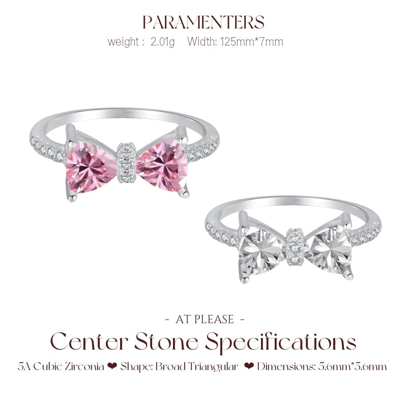 Runaway Princess Schleife CZ Ring aus 925er Sterlingsilber – Zartes Diamant-Design