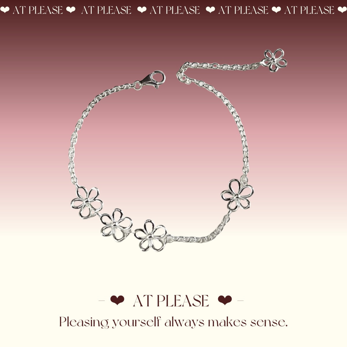 925 Silber Blumen Durchbrochenes Armband – Ätherischer Minimalistischer Charm