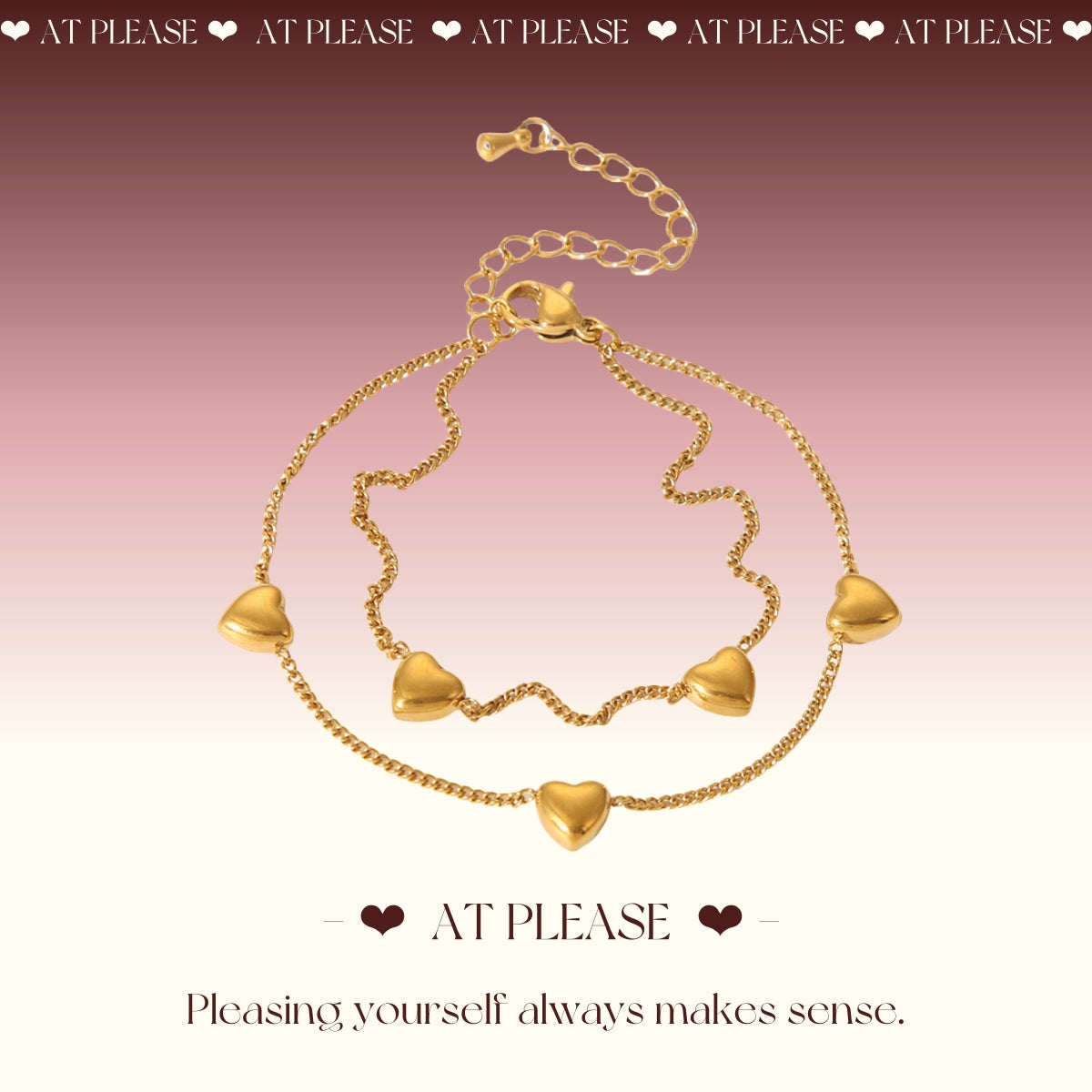 Doppelherz-Armband aus Titanstahl | Stapelbarer minimalistischer Schmuck
