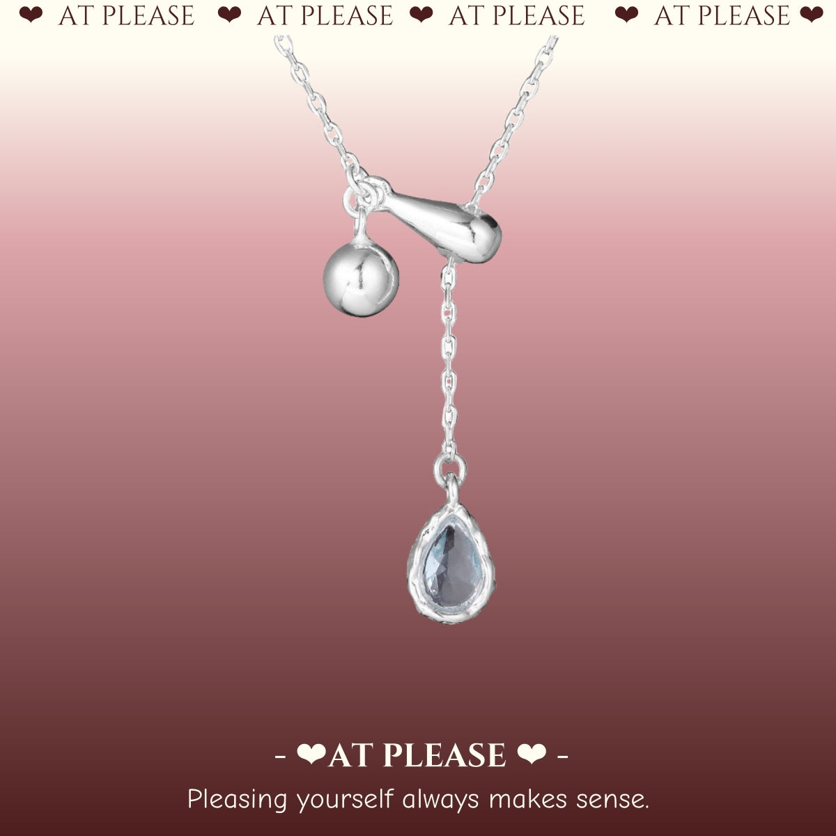 Adjustable Blue Zircon Teardrop Necklace - S925 Sterling Silver Slider Collarbone Chain with Prong-Set Gem