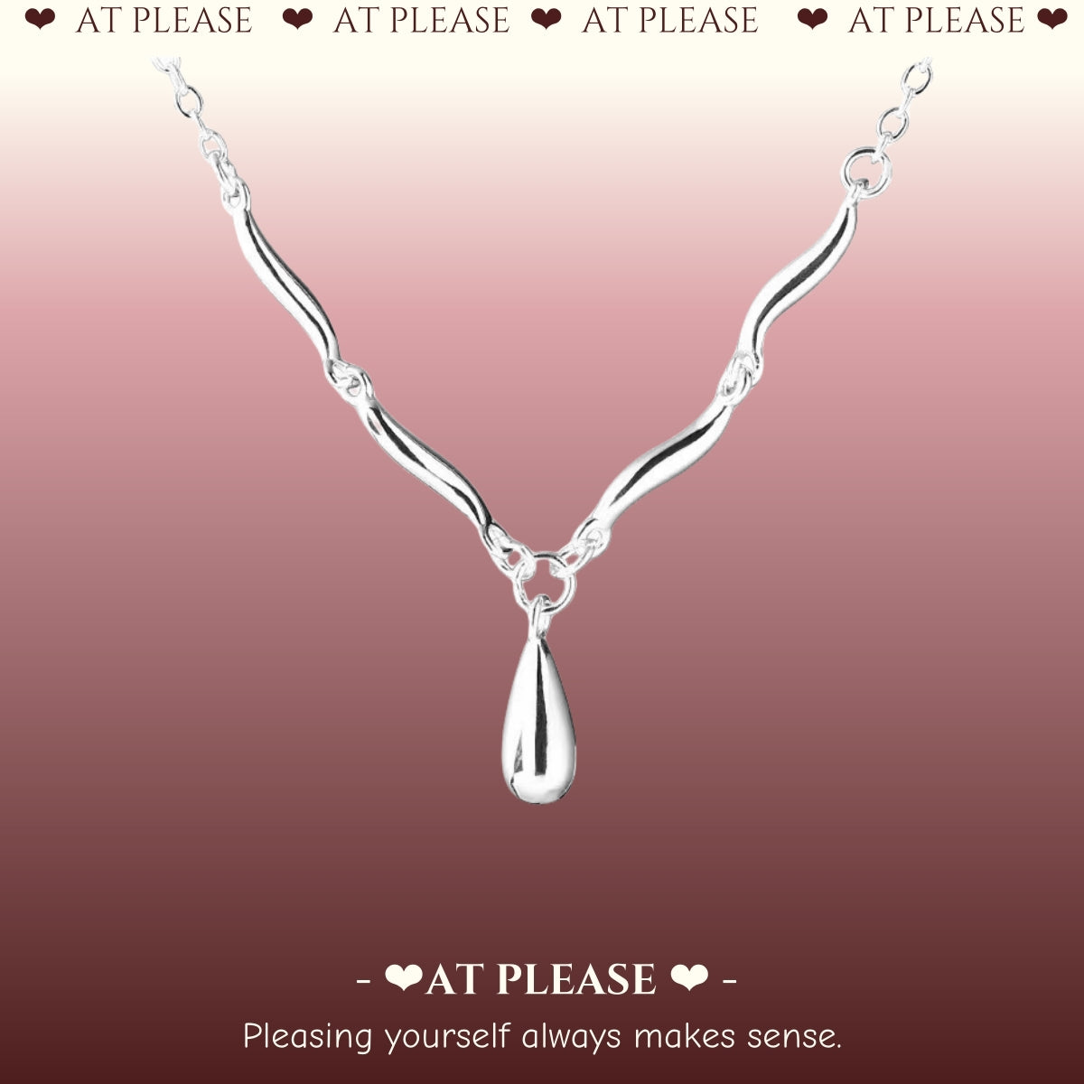 Halskette mit Wellen-Tropfen-Anhänger – S925 Sterling Silber, minimalistischer Schlüsselbeinschmuck