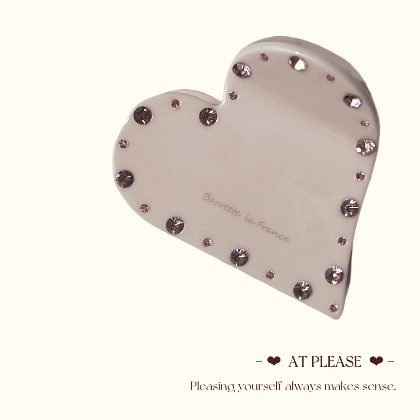 Pink Heart-Shaped Rhinestone Hair Claw Clip - Youthful Sweet Style