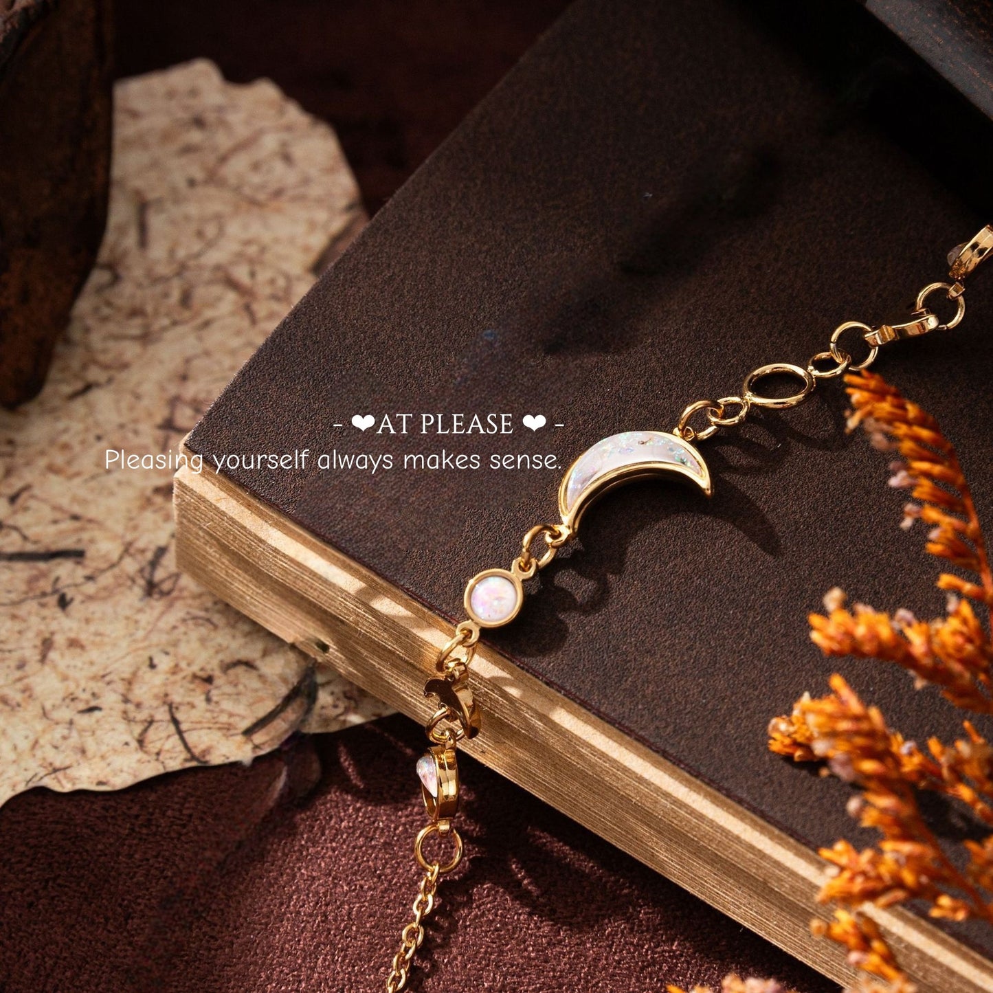 18K gold plated crescent moon bracelet stainless steel for daily elegance