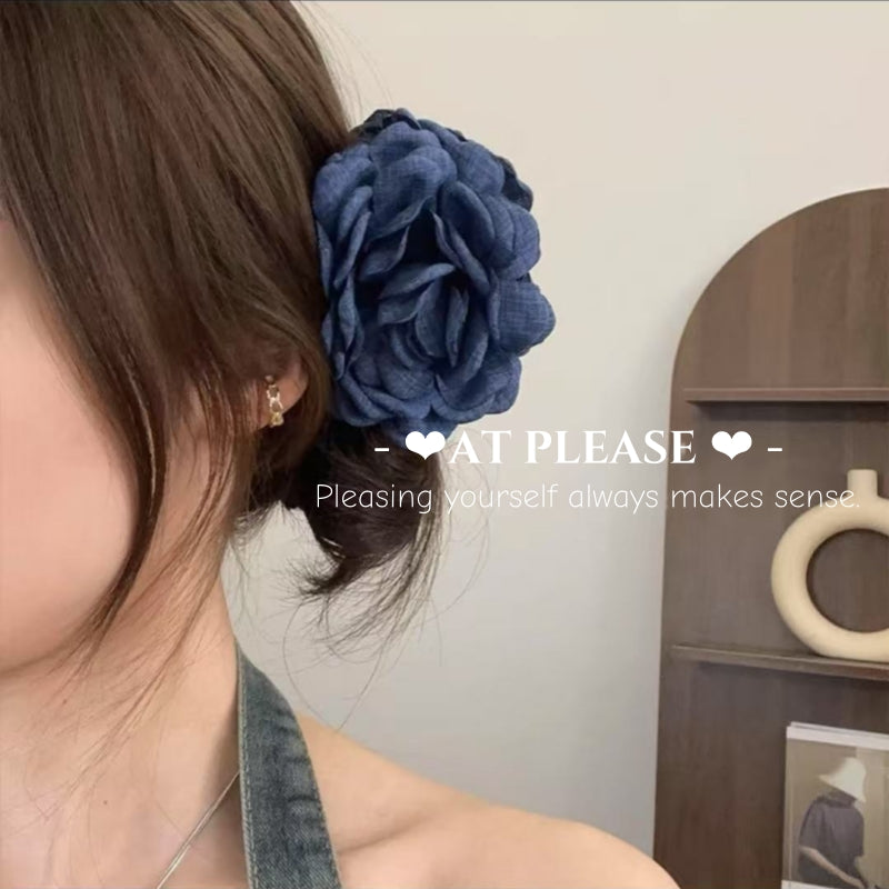 Pale Denim Blue Rose Flower Hair Clip | Spring-Summer Youthful Blossom Hair Collection