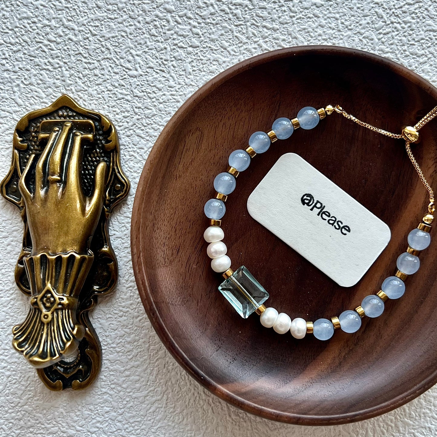 Stressabbau-Armband für Karrierefrauen | Aquamarin & echte Perlen