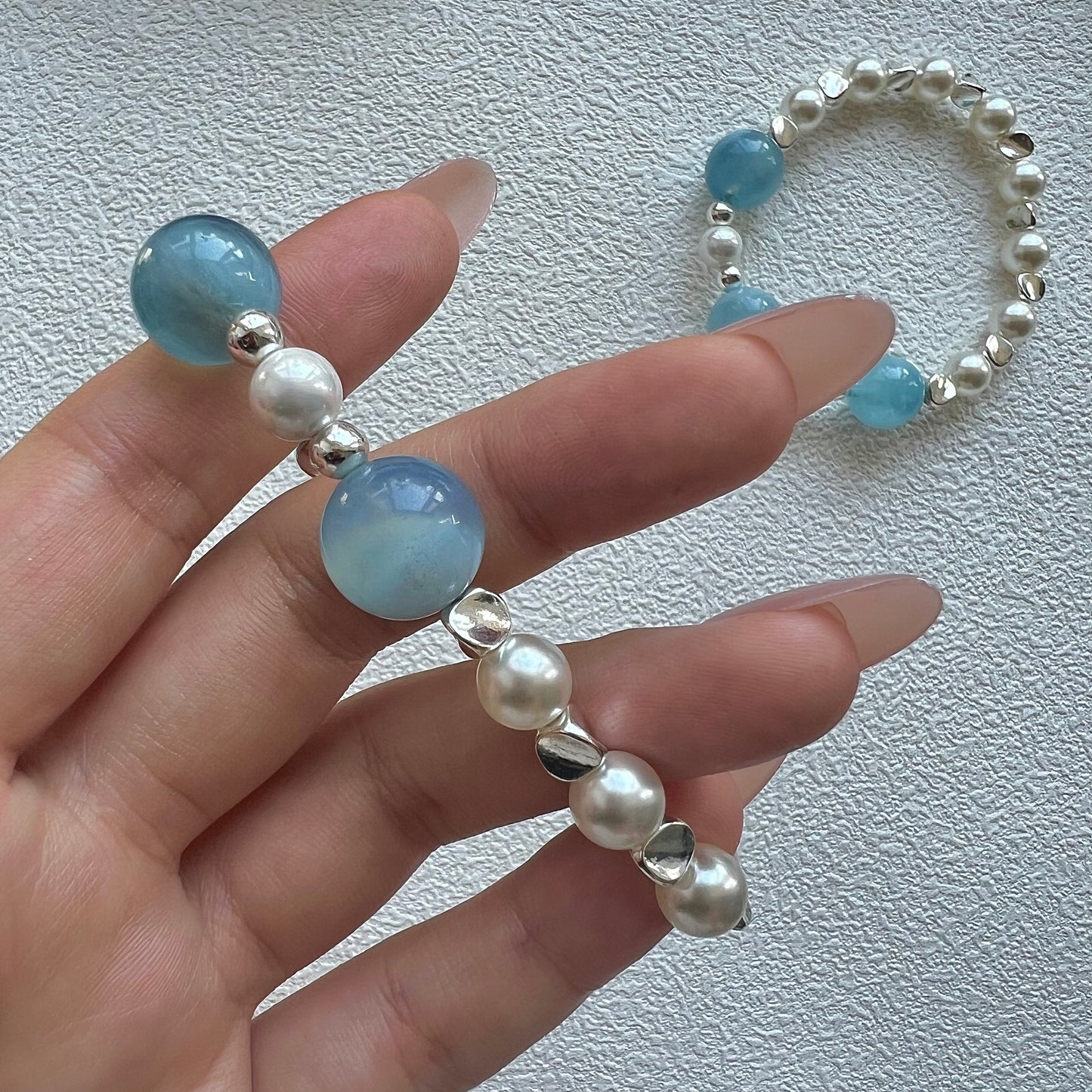 Ocean Heartstrings Armband | Aquamarin & Perle Ins Prinzessinnen-Stil Schmuck