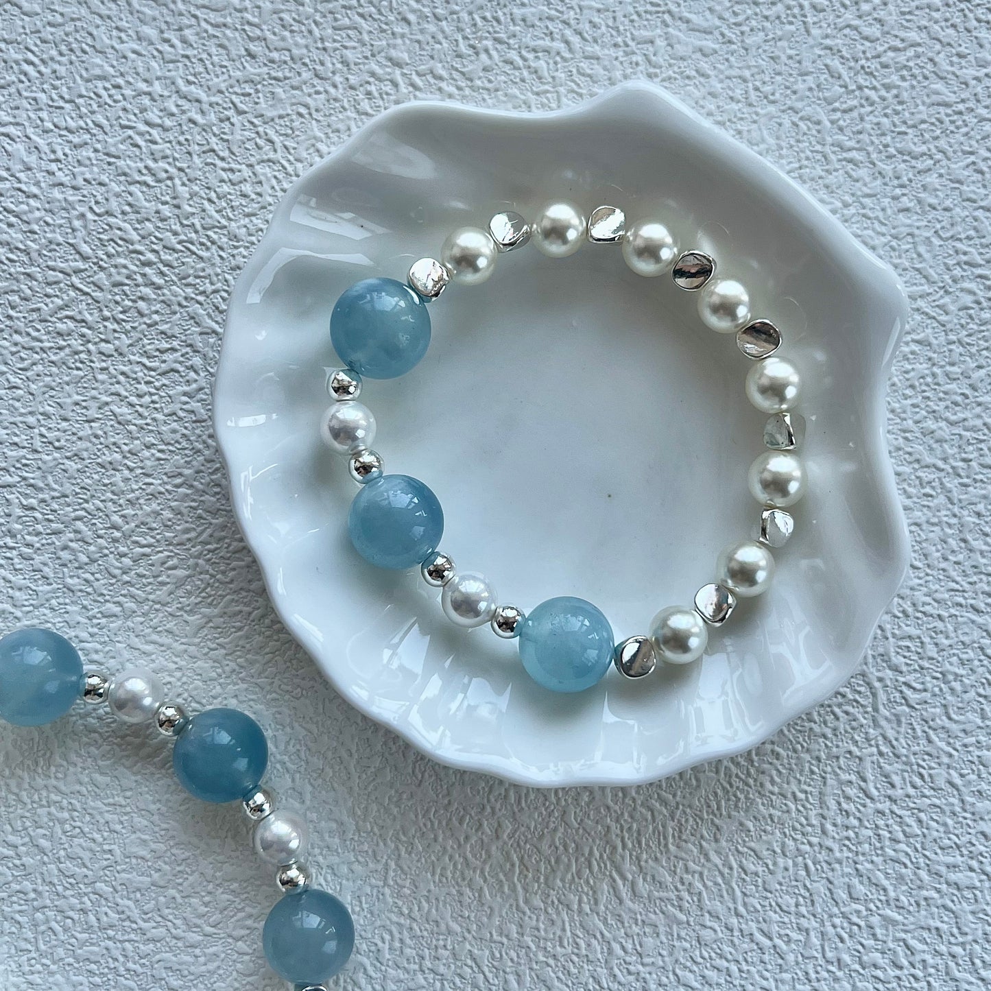 Ocean Heartstrings Armband | Aquamarin & Perle Ins Prinzessinnen-Stil Schmuck