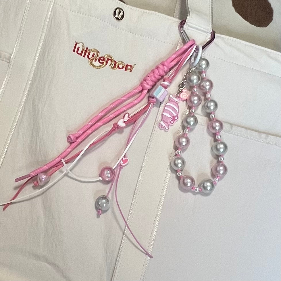 Sweet Pink Handwoven Candy Bag Charm