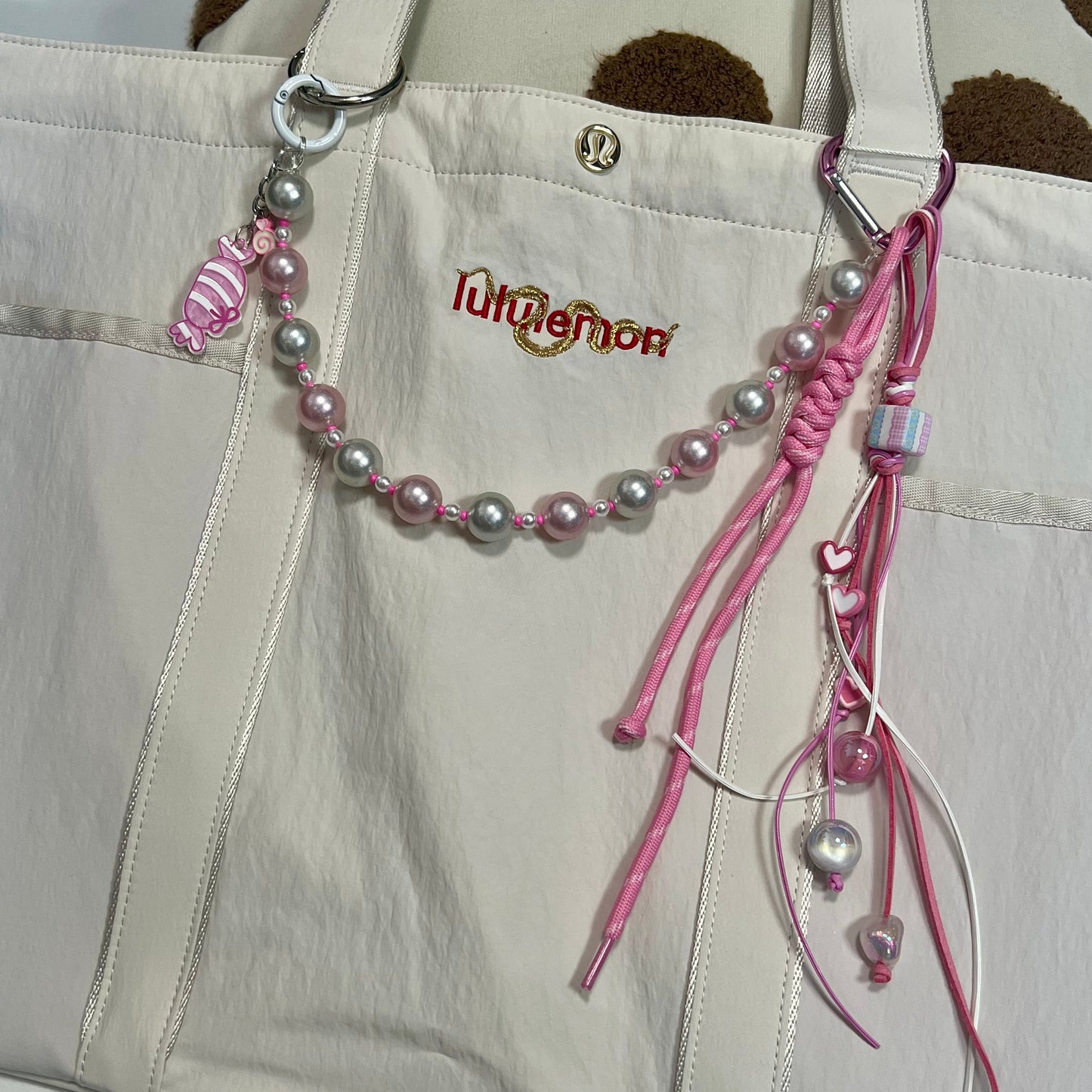 Sweet Pink Handwoven Candy Bag Charm