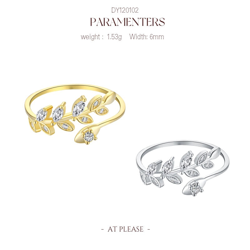 S925 Sterling Zirkon Marquise Blatt Ring | Öko-Schmuck für Naturliebhaber