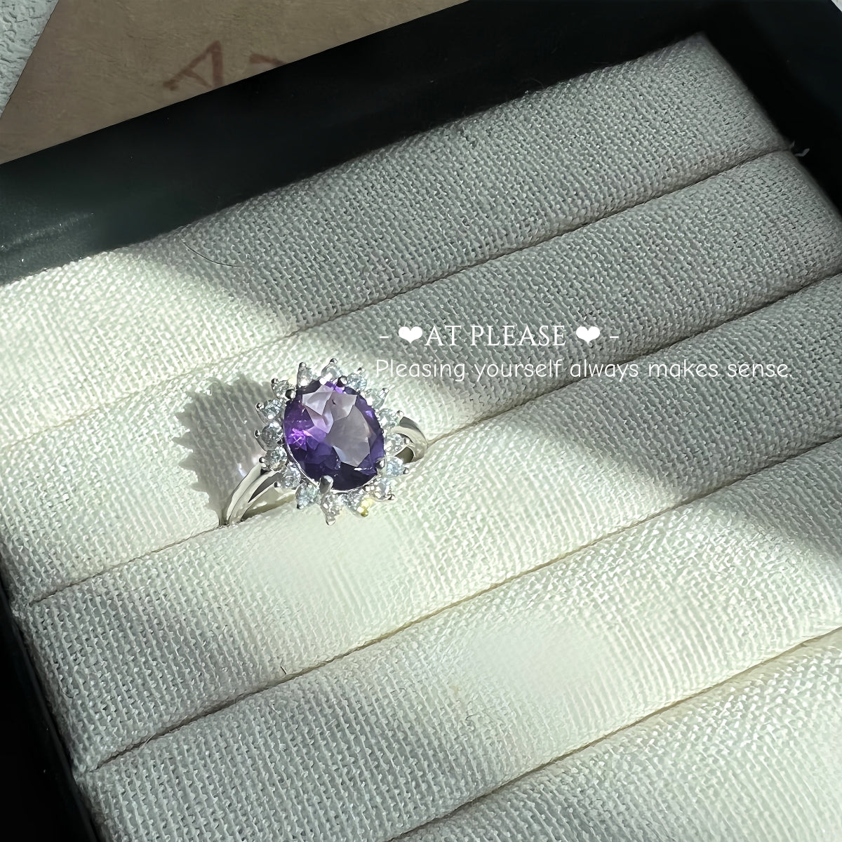 Ovaler Ring aus S925-Silber mit Amethyst | Steigerung der Intelligenz und der kognitiven Fähigkeiten