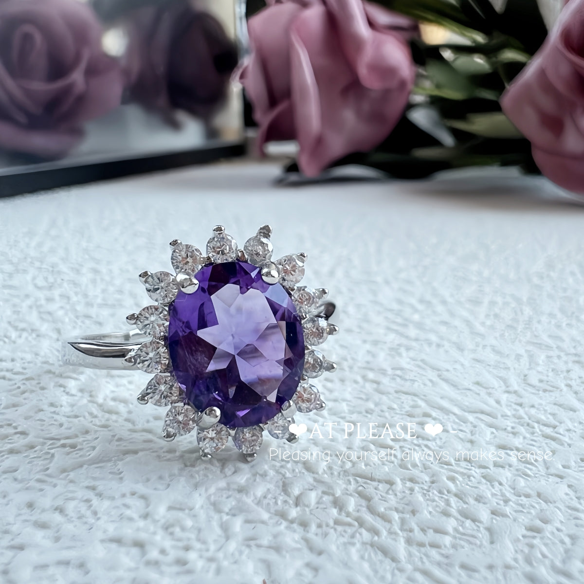 Ovaler Ring aus S925-Silber mit Amethyst | Steigerung der Intelligenz und der kognitiven Fähigkeiten
