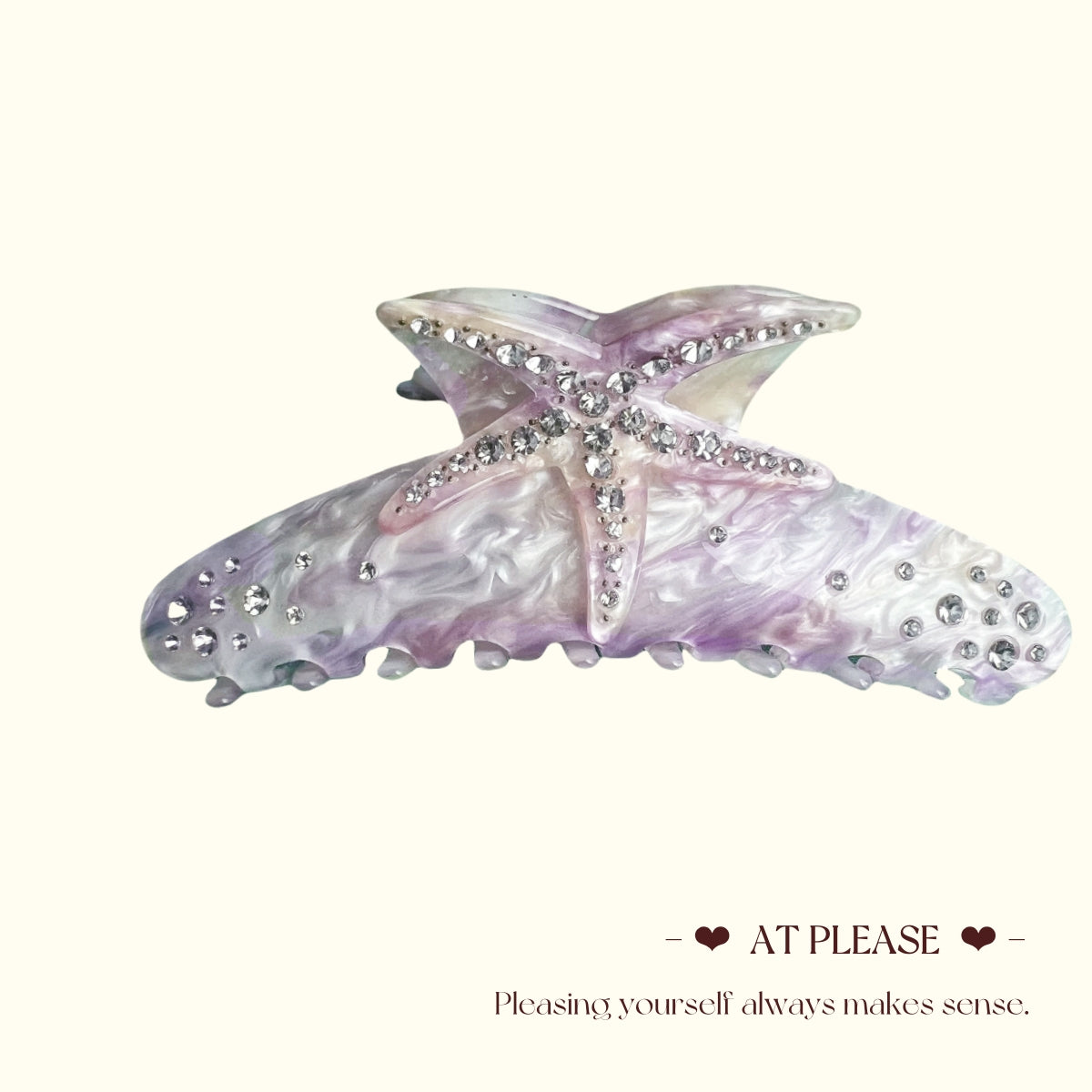 Haarspange aus Acetat mit Seestern-Strass und rosa-lila Farbverlauf