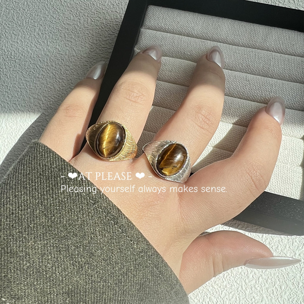 S925 Sterling Silber Tigerauge Edelsteinring – Empowerment Jewelry Bold Authority