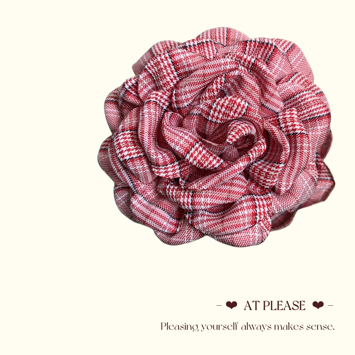 Britische rote Schottenkaro-Haarklammer mit Rose | Jugendlicher Vintage-Preppy-Haarschmuck