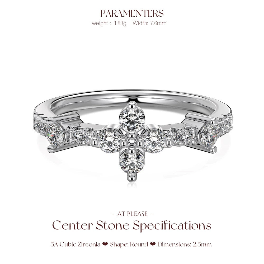 clover shape ins 925 cz ring for everyday jewelry