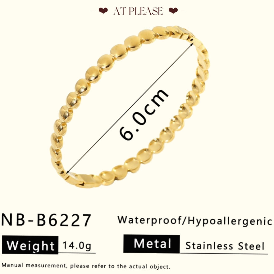 18K Gold plating Stainless Steel Stackable Bangle Bracelet - Minimalist Layering Jewelry