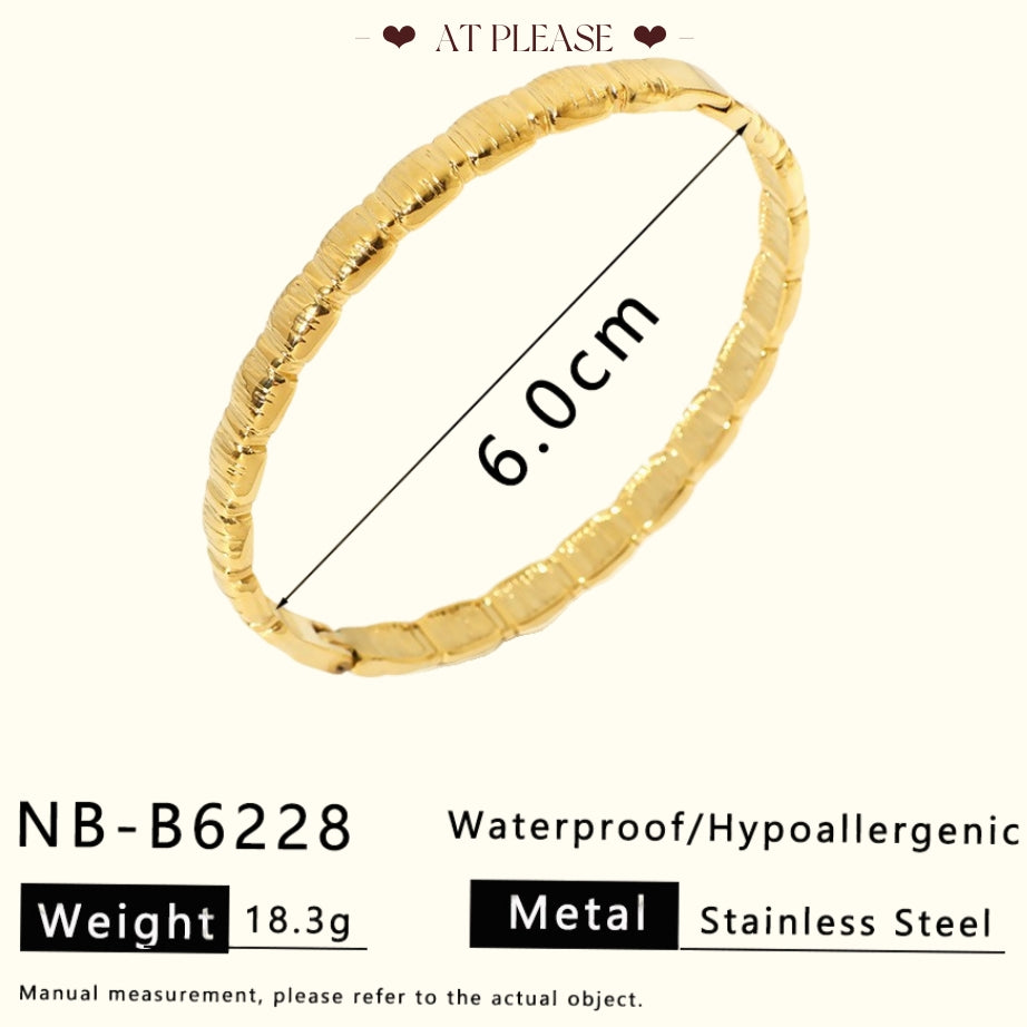 18K Gold plating Stainless Steel Stackable Bangle Bracelet - Minimalist Layering Jewelry
