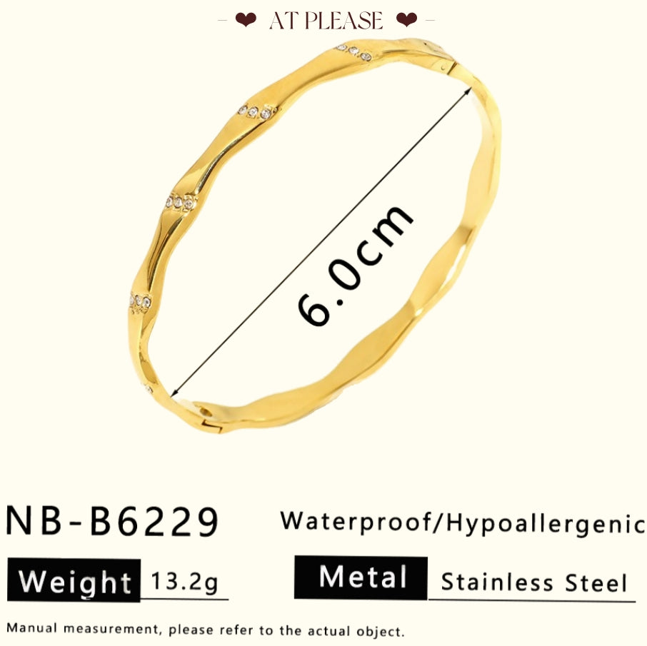 18K Gold plating Stainless Steel Stackable Bangle Bracelet - Minimalist Layering Jewelry