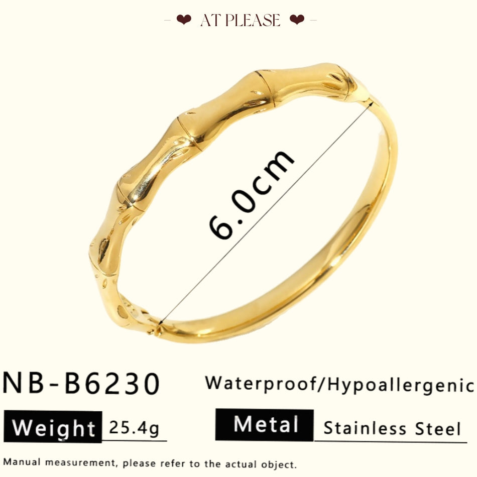 18K Gold plating Stainless Steel Stackable Bangle Bracelet - Minimalist Layering Jewelry