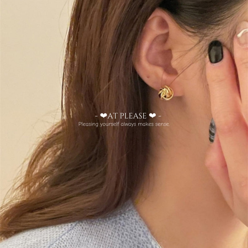 S925 Sterling Silver Gold-Plated Twisted Minimalist Earrings - Sweet Ins Style