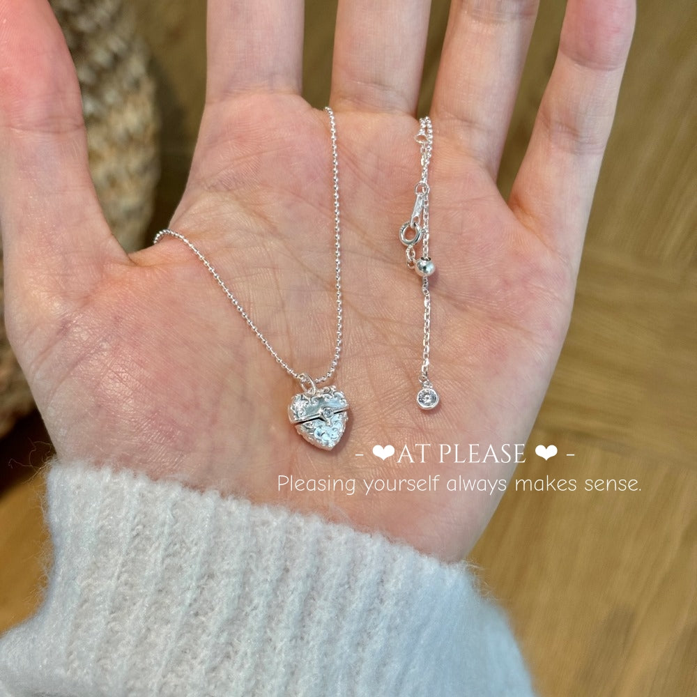 Heart Gift Box Pendant with 5A Zircon inside Necklace| S925 Sterling Silver Luxury Jewelry