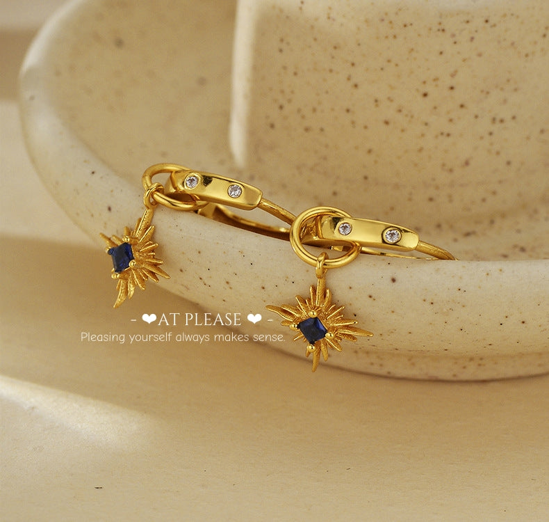 Vintage Style Sapphire-studded Star Pendant p Earrings - Fashionable Light Luxury