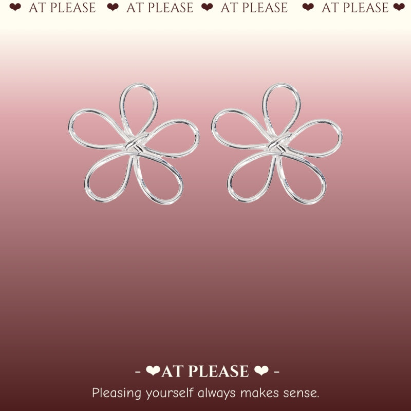 S925 Sterling Silver Large Flower Minimalist Earrings - Korean-Style Ins Niche Design