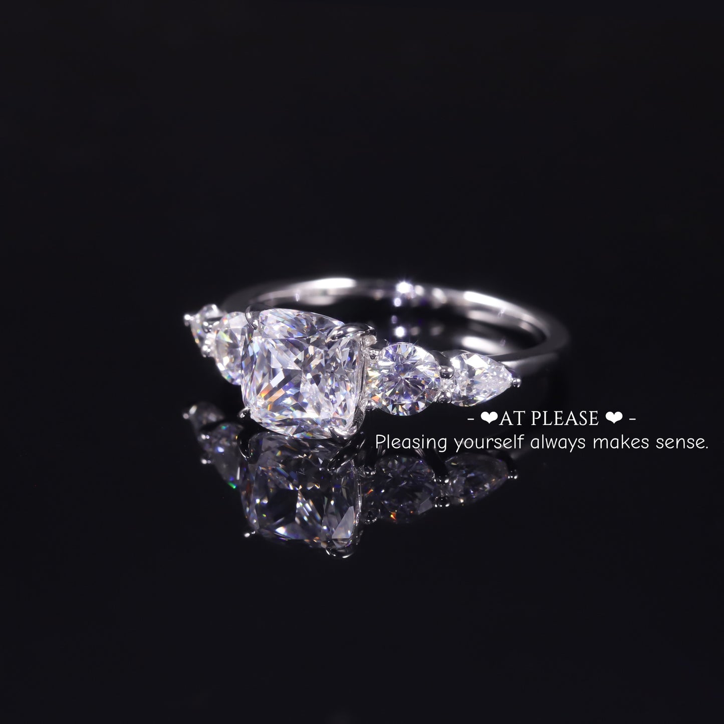 S925 Sterling Silber 2,0 ct. Moissanit Ring | Kissenschliff | Luxusschmuck - Ehering