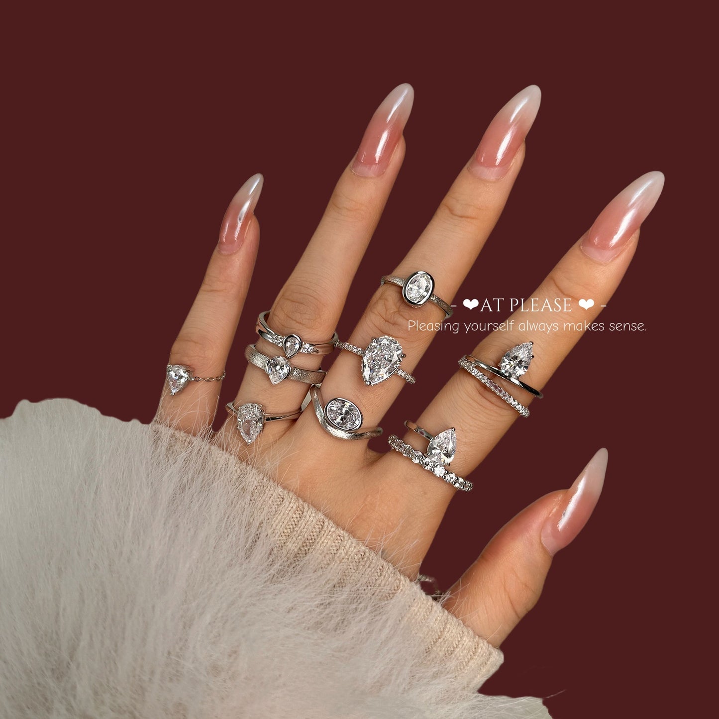 Birnenförmiger Zirkonia-Ring aus 925er Sterlingsilber | Verlobungsring mit Eisschliff-Design, Hochzeitsschmuck