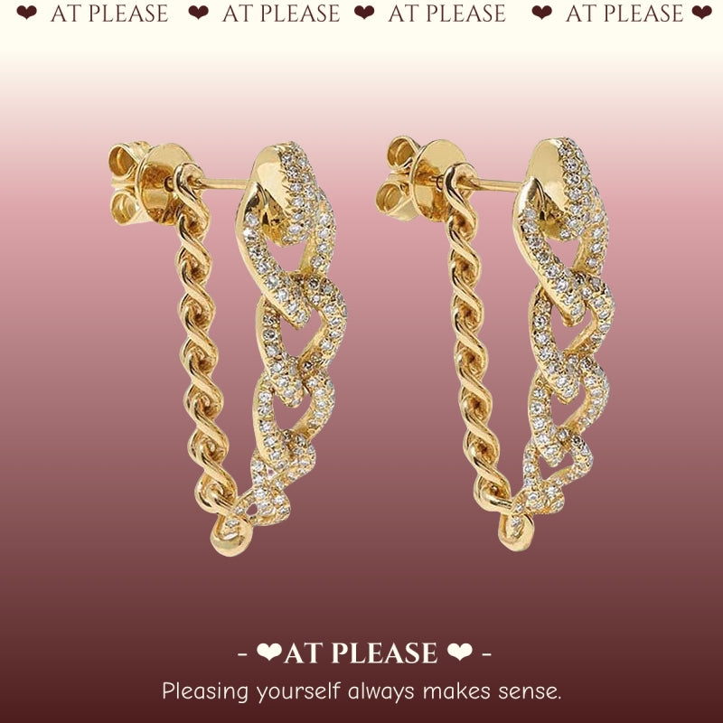 S925 Silver 18k-gold Plated Niche Light Luxury High-End Cubic Zirconia Chain Earrings - Versatile Design
