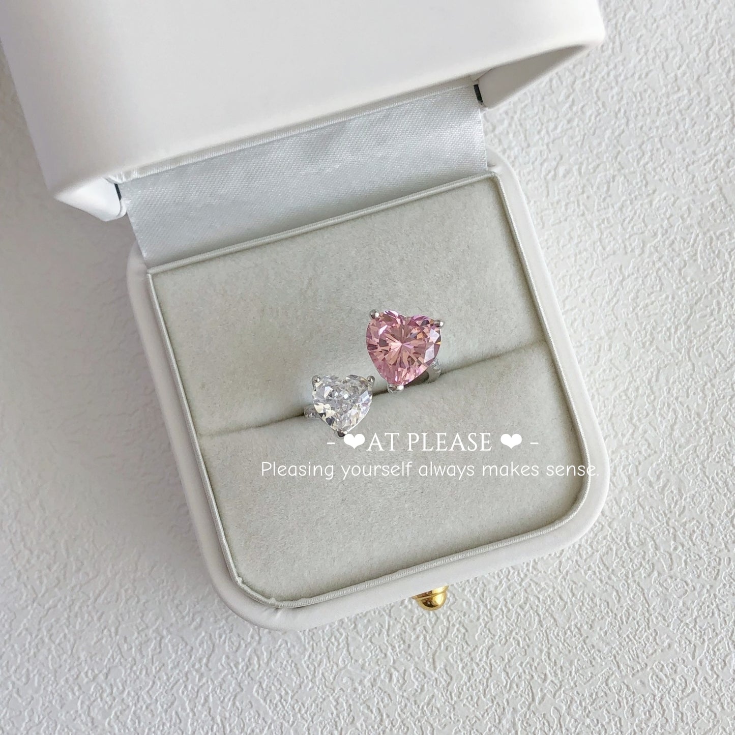 S925 Sterling Silber Rosa Herz Zirkonia Ring | Hochzeitsbankett Nordischer Hit Designer Stil