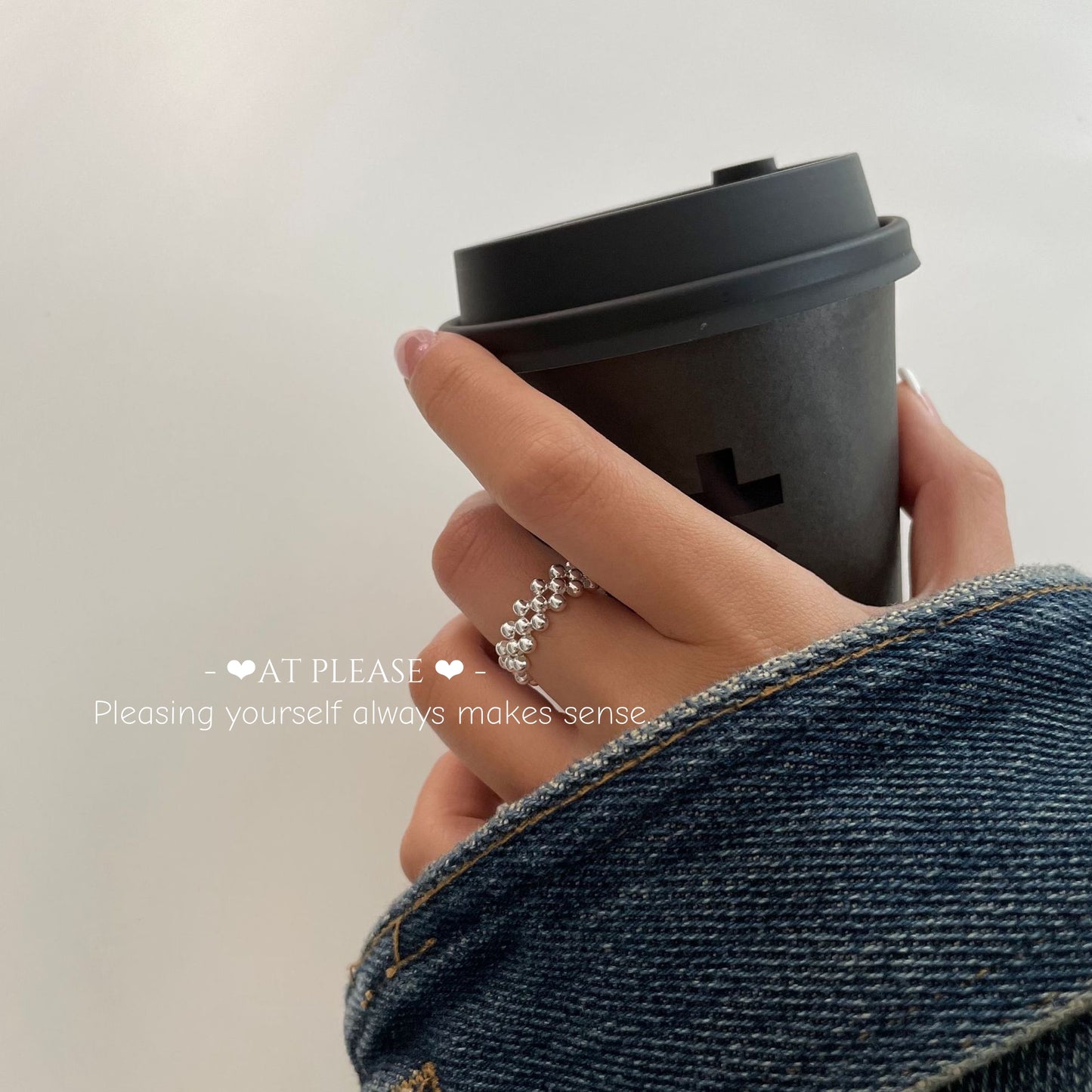 Koreanischer minimalistischer Ring aus 925er Sterlingsilber mit elastischen Perlen | Normecore