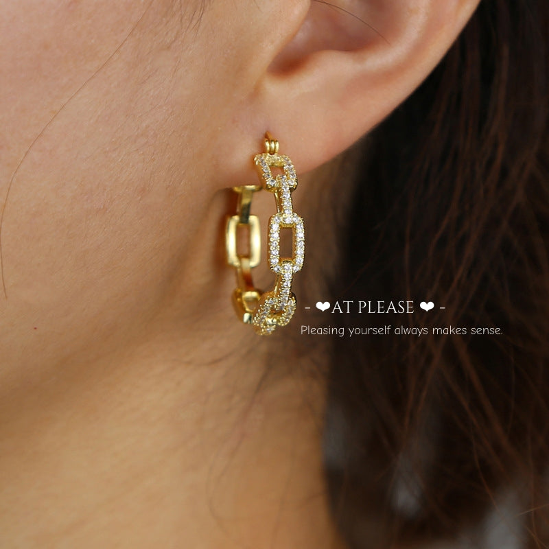 S925 Silver Interlocking Geometric Hoop Earrings - Light Luxury Fashionable Statement Earrings with High-End Feel - 18k Gold Plated