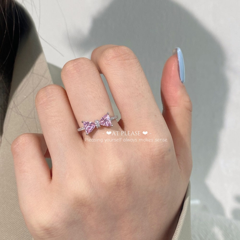 Runaway Princess Schleife CZ Ring aus 925er Sterlingsilber – Zartes Diamant-Design