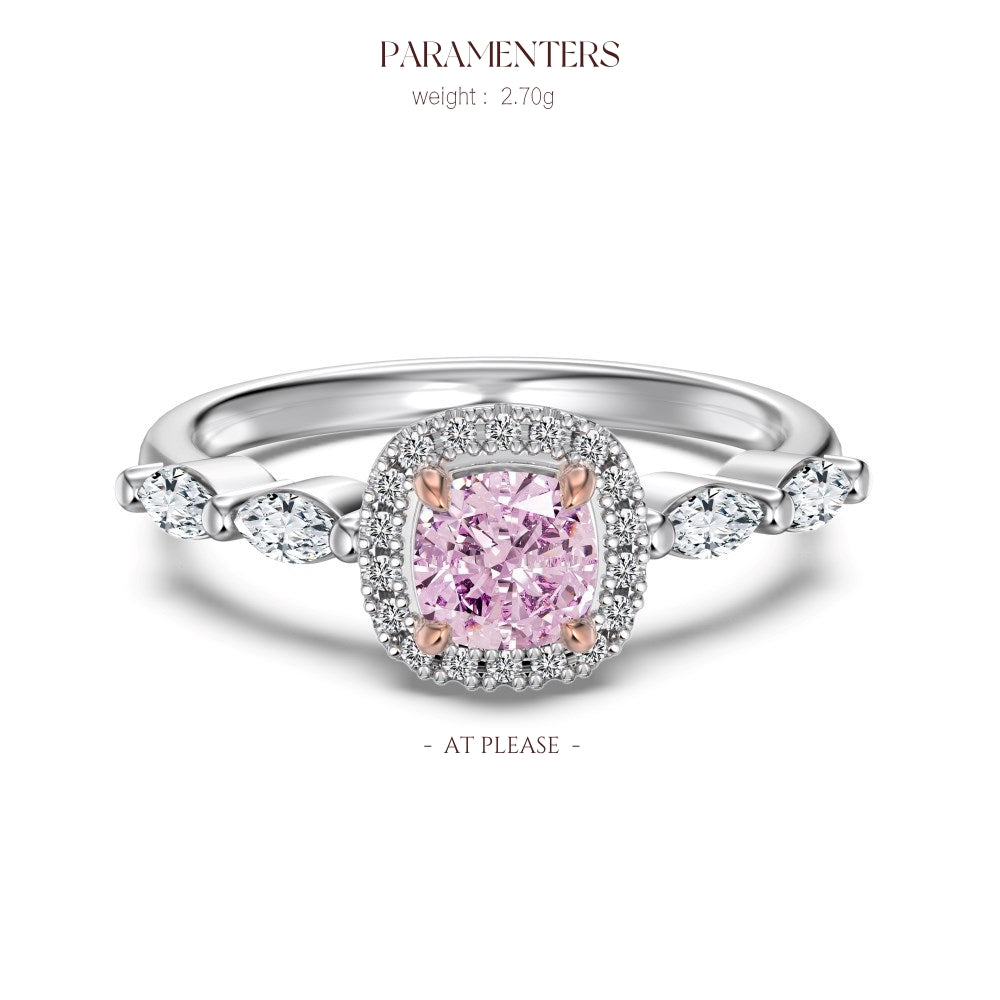 S925 Sterling Silber Rosa 8A CZ Ring | Prinzessschliff | Hochwertige, vielseitige Hochzeit
