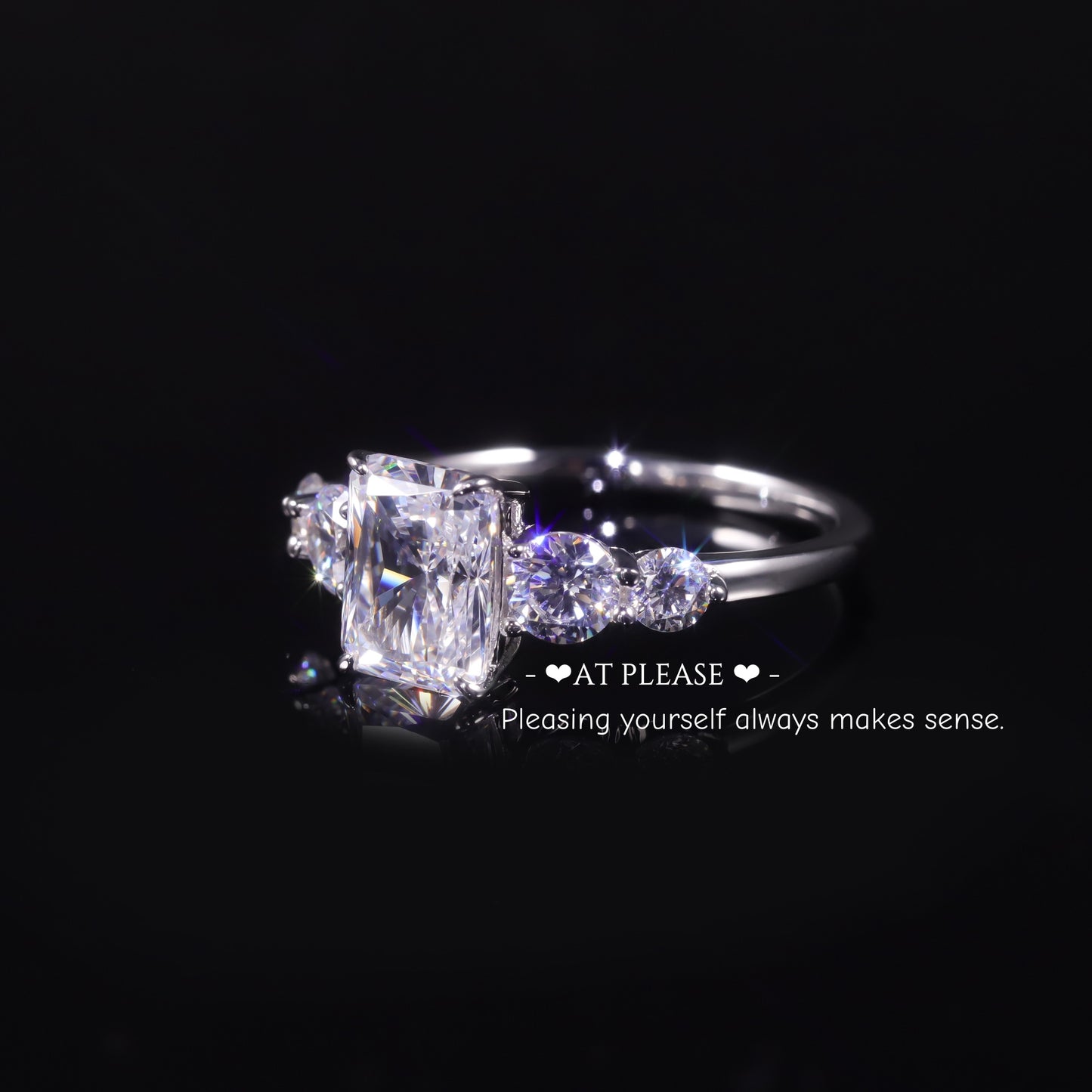 S925 Sterling Silber 2,0 ct. Moissanit Ring | Radiantschliff | Luxusschmuck - Ehering