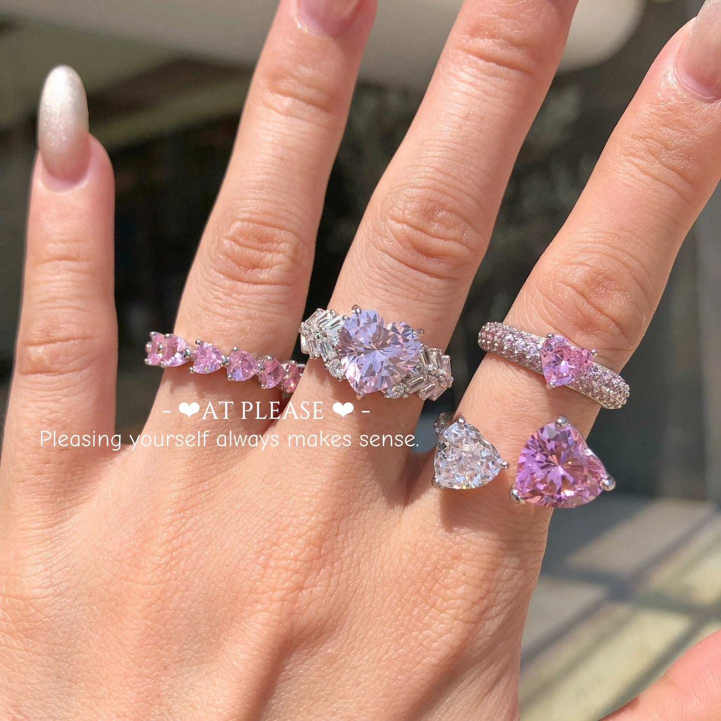 S925 Sterling Silber Rosa Herz Zirkonia Ring | Hochzeitsbankett Nordischer Hit Designer Stil