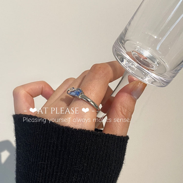 S925 Sterling Silber Modischer unregelmäßiger Wellen-Quadrat-Kristallring