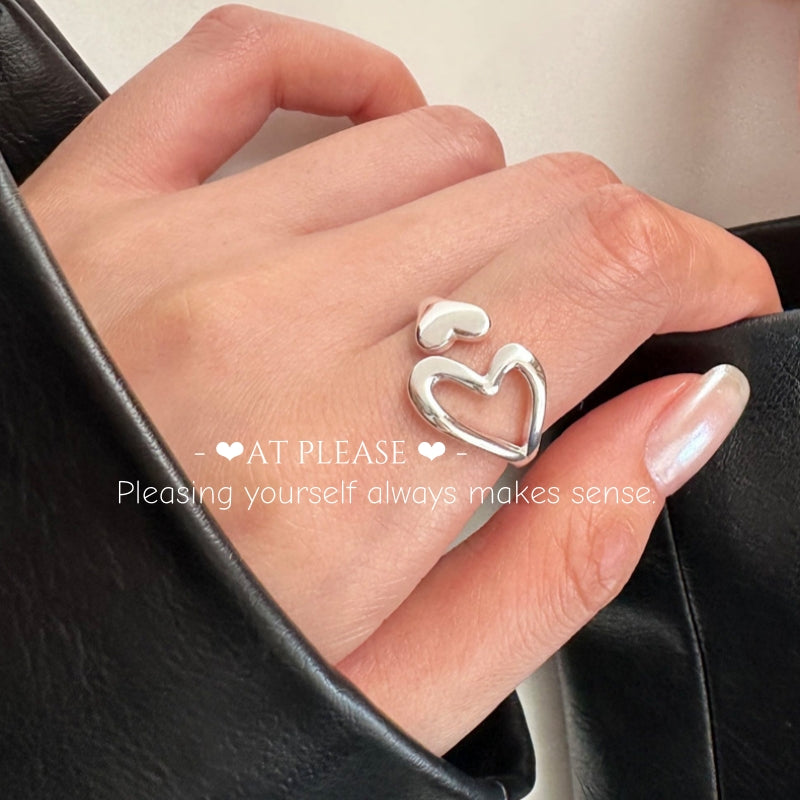 S925 Sterling Silber Pfirsich Herz Umarmungsring - Minimalistisch & Stylisch