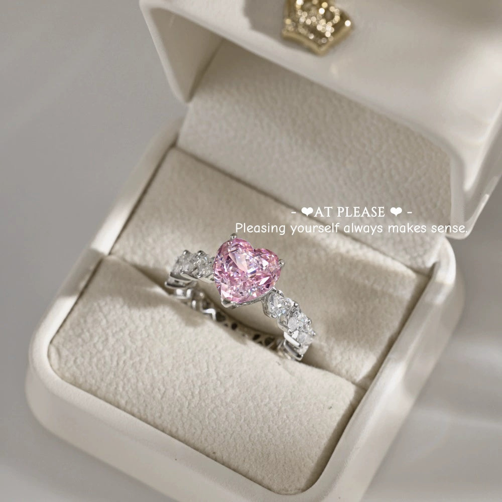 925 Sterling Silber Herz-Schliff Zirkon Ring – Funkelnder Brautschmuck