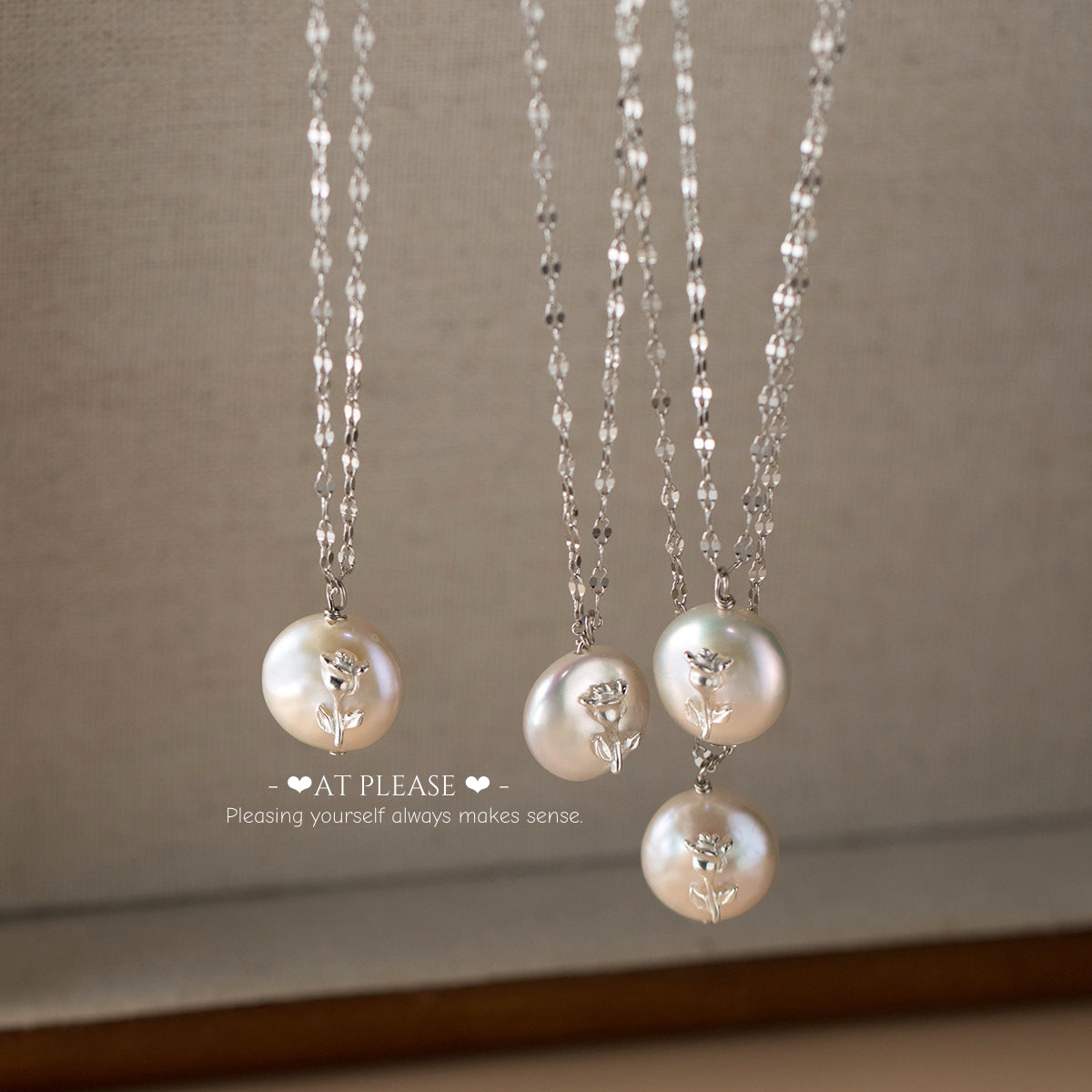 Baroque Pearl Rose Necklace - S925 Sterling Silver Niche Jewelry with Organic Charm