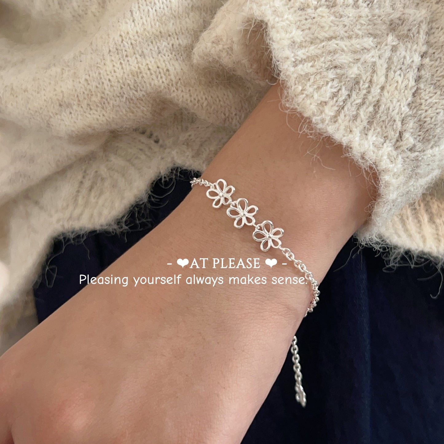 925 Silber Blumen Durchbrochenes Armband – Ätherischer Minimalistischer Charm