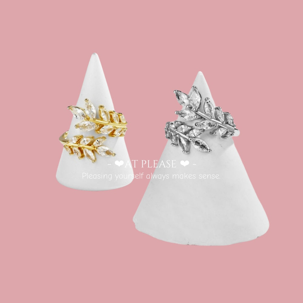 S925 Sterling Zirkon Marquise Blatt Ring | Öko-Schmuck für Naturliebhaber