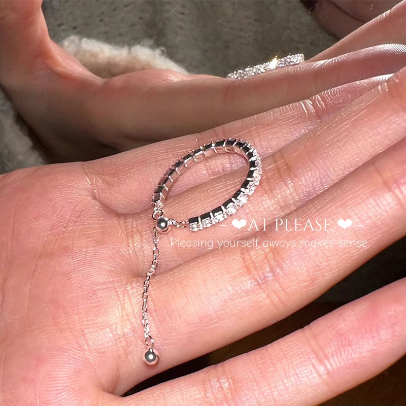 Verstellbarer Ring aus S925 Sterlingsilber mit quadratischem Diamanten – Minimalistischer Luxus