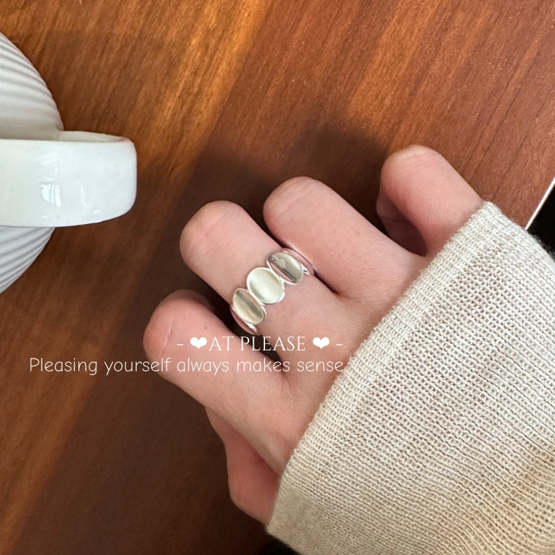 S925 Sterling Silver Polished Geometric Ellipse Ring | Minimalist Instagram Jewelry