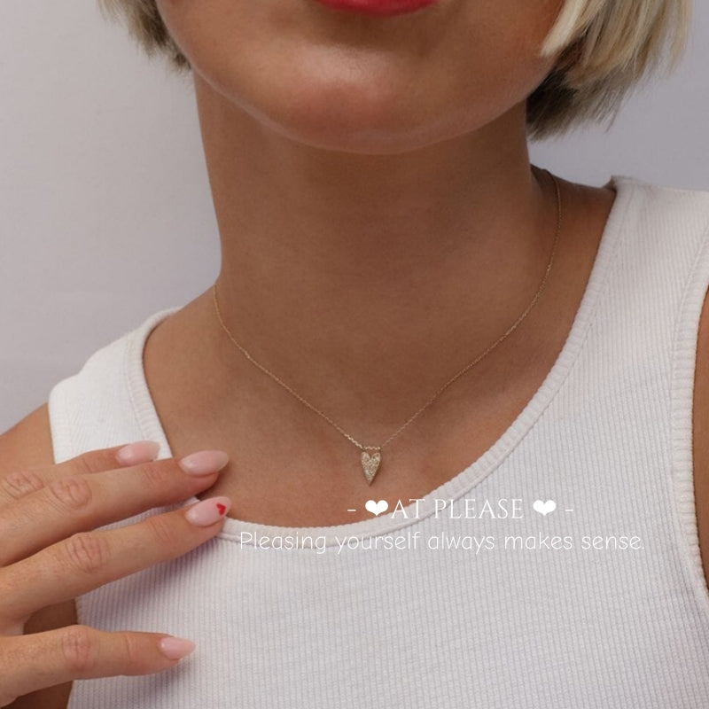S925 Sterling Silver Full Diamond Heart Necklace - 18k Gold Plated Elegant Choker Jewelry