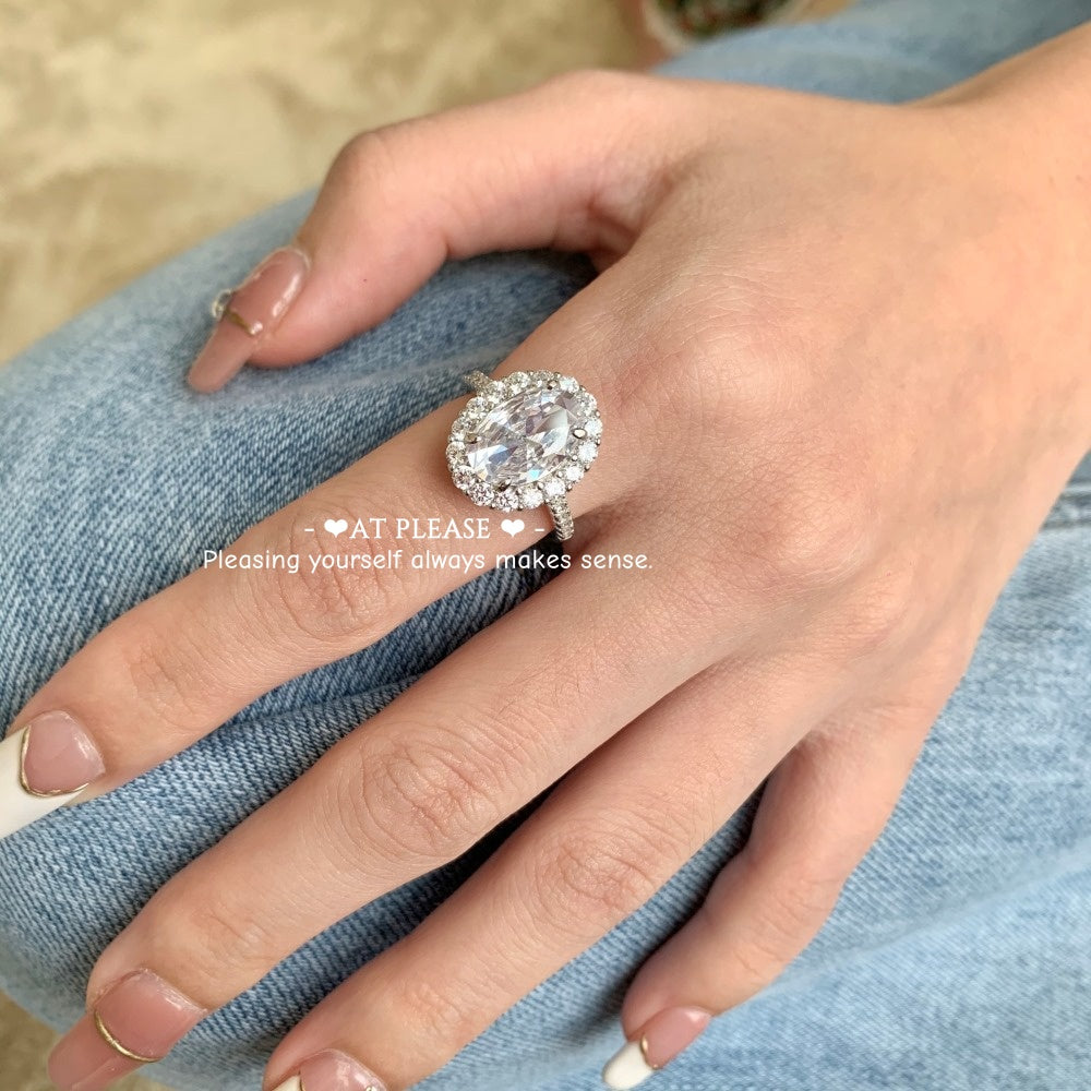 Ovaler Zirkonring aus 925er Sterlingsilber – Funkelnder Hochzeitsschmuck